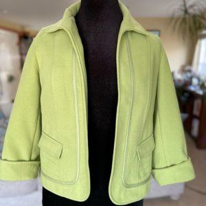 Chico’s Spring Leaf Green Fleece Blazer Pea Coat 2